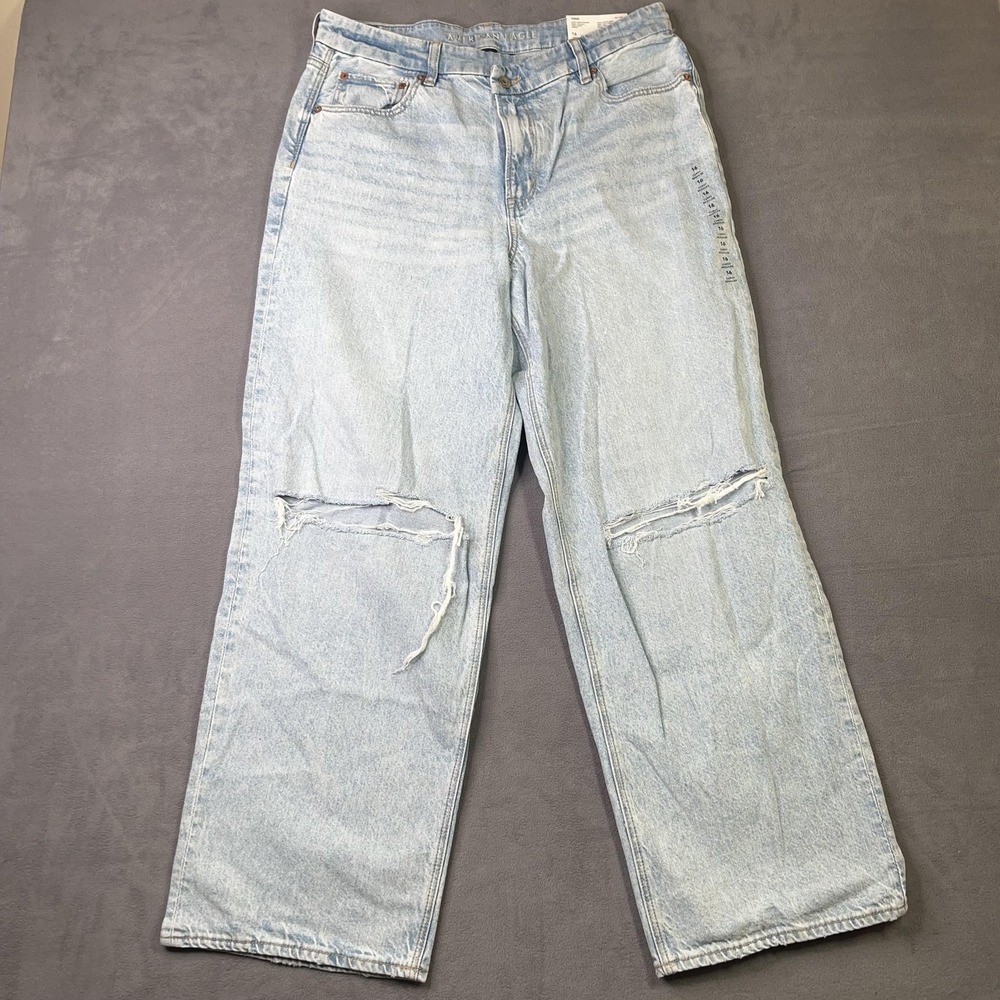 American Eagle Curvy Super High-Rise Baggy Straight Jeans Women's 16 Regular NWT